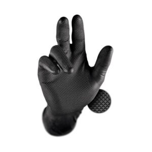 Black Semi-Disposable Nitrile Grip Gloves (Pack of 50)
